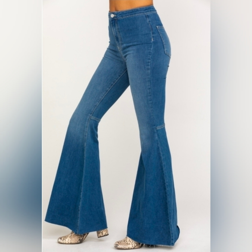 ❤️ FREE PEOPLE JUST FLOAT ON HIGH RISE BELL BOTTOM FLARE JEANS, 00 (24)